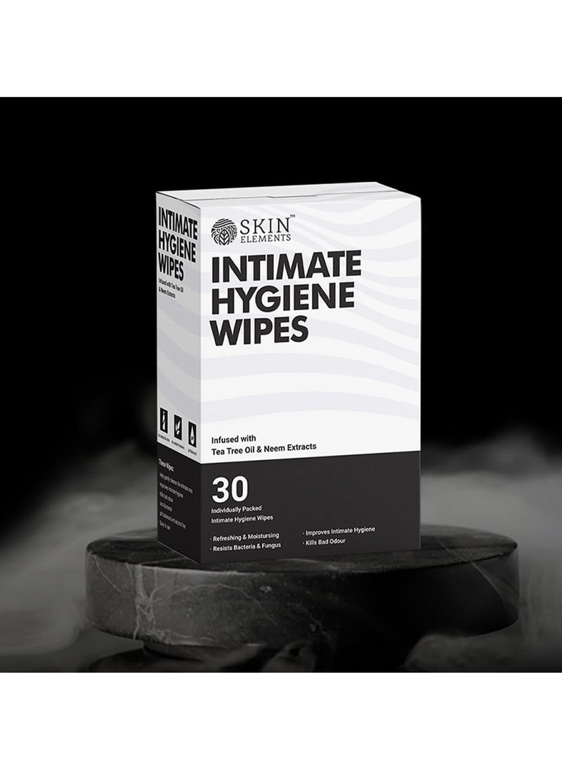 Skin Elements Intimate Hygiene Wipes | All Day Freshness | pH balanced Wipes | Tea Tree Oil & Neem Extracts | 30 Individually Wrapped Intimate Hygiene Wipes - Image 3