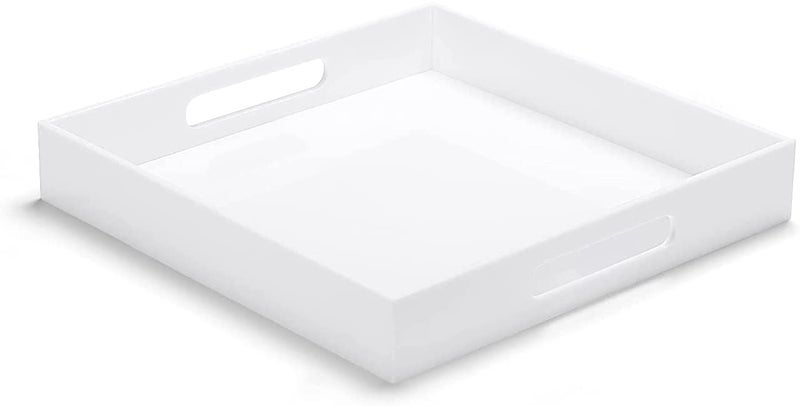 Lyptus Herb Milky White Durable Acrylic Tray with Handles 992 Inch Spill Proof Serving Tray Safe Edge Organizer Tray Decorative Tray for Living Room Kitchen Coffee Table by Lyptus - Image 1