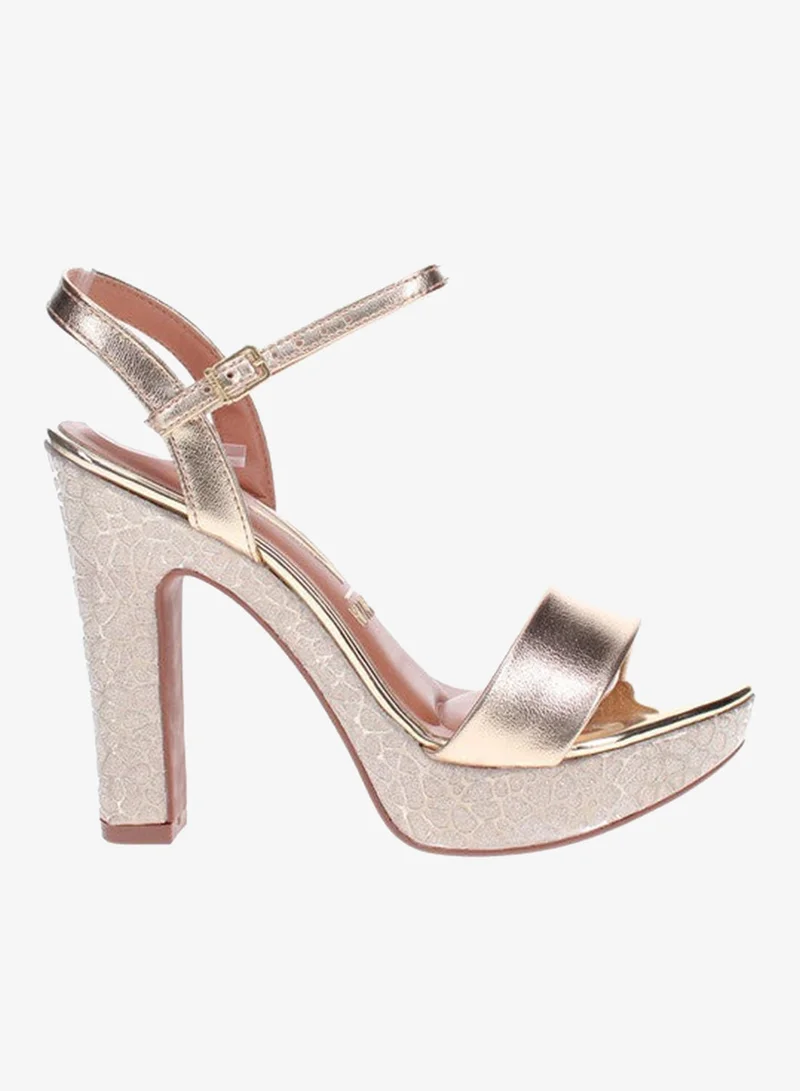 فيزانو صنادل فيزانو نسائية بكعب عالٍ ذهبي | صنع في البرازيل