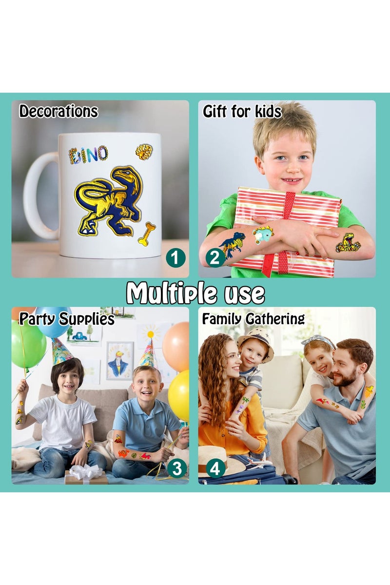 قوس قزح أورينبو 20 ورقة، 180 نمطًا، ملصقات وشم مؤقتة للأطفال على شكل ديناصورات، هدايا حفلات ديناصورات، لوازم، هدايا للأولاد، ديكورات حفلات أعياد الميلاد، ألعاب، أنماط لامعة ومعدنية - Image 4