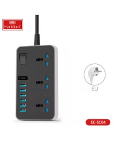 SC04  منفذ طاقة ذكي – 3 مقابس تيار متردد و6 منافذ USB للشحن السريع QC3.0 – 3000 وات/3 أمبير – كابل بطول 2 متر للمنزل والمكتب والفندق | قابس الاتحاد الأوروبي - pzsku/ZB6F46E5CDE083B7AD1A2Z/45/_/1732399775/b961cde4-4196-47c9-a79d-8d75ef4d5134