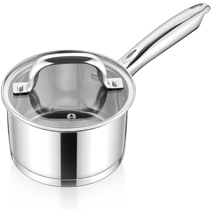 إي-فار قدر صلصة من الفولاذ المقاوم للصدأ مع غطاء، سعة 2 لتر، وعاء حثي للطهي والغليان، متوافق مع جميع المواقد، فرن صحي غير سام، آمن للاستخدام في غسالة الأطباق - Image 2