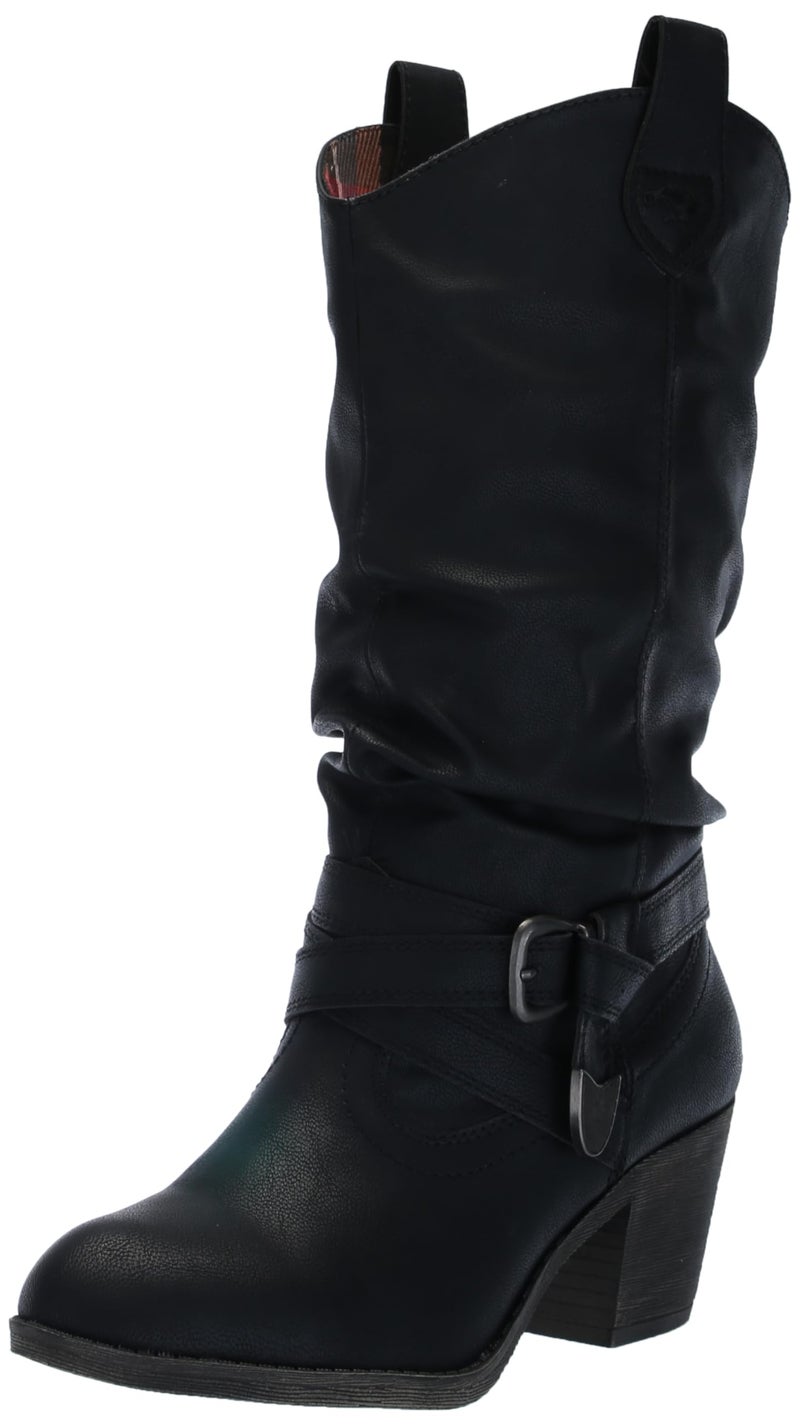 Rocket Dog Womens Sidestep Lewis PU Mid Calf Boot Black 10