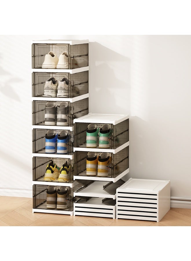 DURKU 6-Level YAH Foldable Storage Organizer - Shoe Organizer, Shoe Rack - Transparent Gray, Stackable  Movable, No Assembly Required, Durable Space-Saving Solution for Shoes, Clothes - Image 1