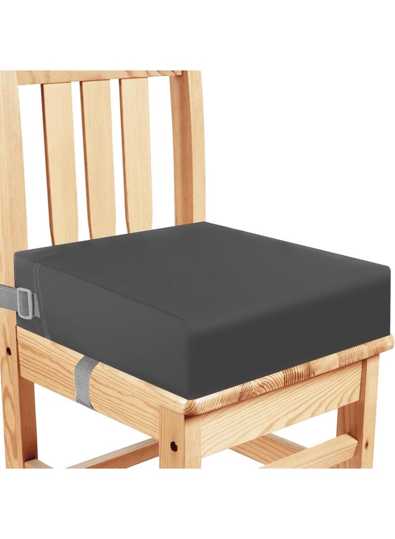 Toddler Booster Seat for Dining Table, Washable Thick Strong Support Portable Booster Chair for Toddlers Eating, Easy Cleaning Booster Seat Cushion Detachable with Fix Straps (Dark Grey) - Image 1