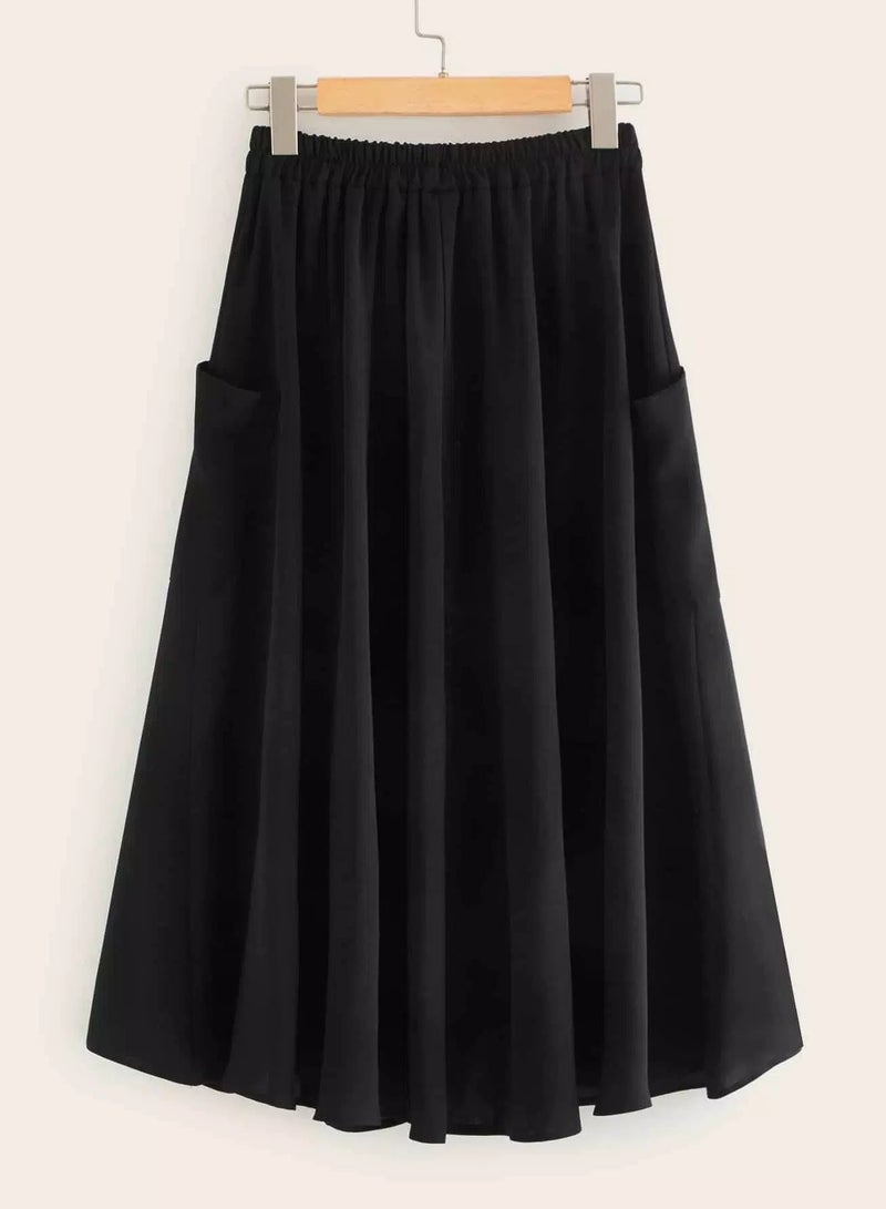 Dual Pocket Drawstring Flared Skirt - Image 2