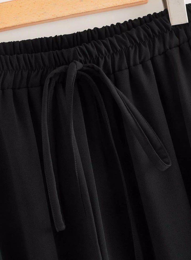 Dual Pocket Drawstring Flared Skirt - Image 3