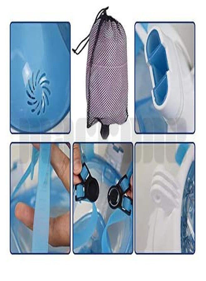 VBM قناع غطس كامل الوجه من VBM - قناع غطس مع رؤية بانورامية 180 درجة، سهل التنفس، مضاد للضباب والتسرب للأطفال والكبار، معدات غطس مزدوجة قابلة للفصل، مثالي للغوص والسباحة (أزرق L/XL) - Image 4