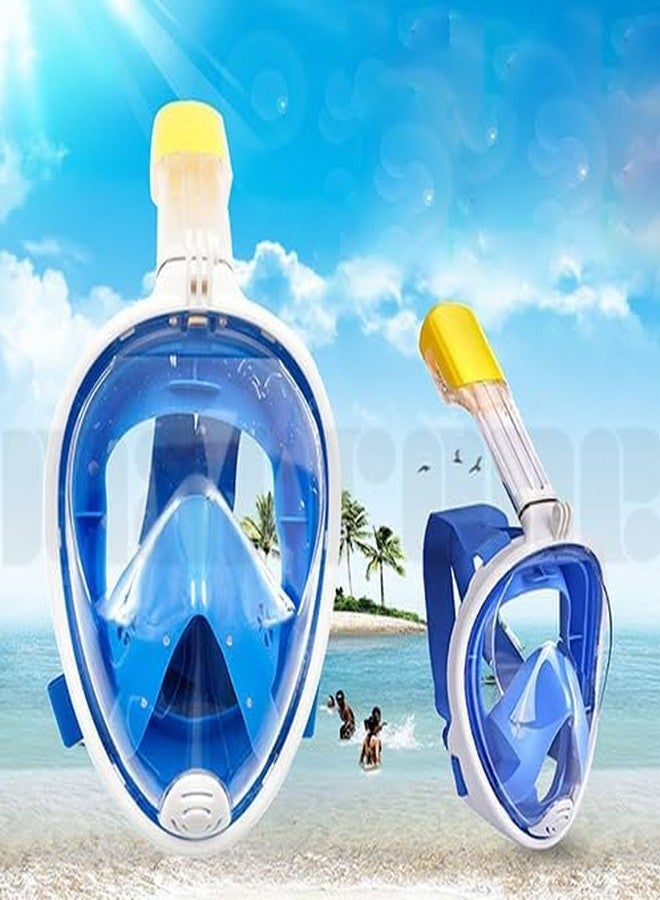 VBM قناع غطس كامل الوجه من VBM - قناع غطس مع رؤية بانورامية 180 درجة، سهل التنفس، مضاد للضباب والتسرب للأطفال والكبار، معدات غطس مزدوجة قابلة للفصل، مثالي للغوص والسباحة (أزرق L/XL) - Image 3