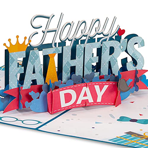 Paper Love Happy Fathers Day Pop Up Card, Gift For Dad, Husband, Son, Anyone - 5" x 7" Cover - Includes Envelope and Note Tag - Image 1