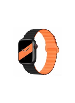 Double Side Reversible Magnetic Strap 41mm 40mm 38mm Soft Silicone Loop Strap For iWatch Series Ultra/8/7/SE/6/5/4/3/2/1 Black/Orange