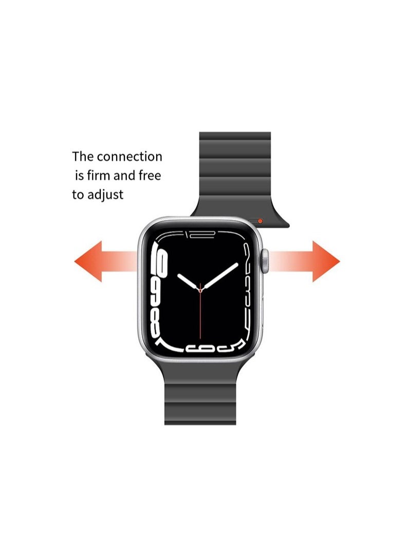 Generic - Double Side Reversible Magnetic Strap 41mm 40mm 38mm Soft Silicone Loop Strap For iWatch Series Ultra/8/7/SE/6/5/4/3/2/1 Black/Orange - Image 1