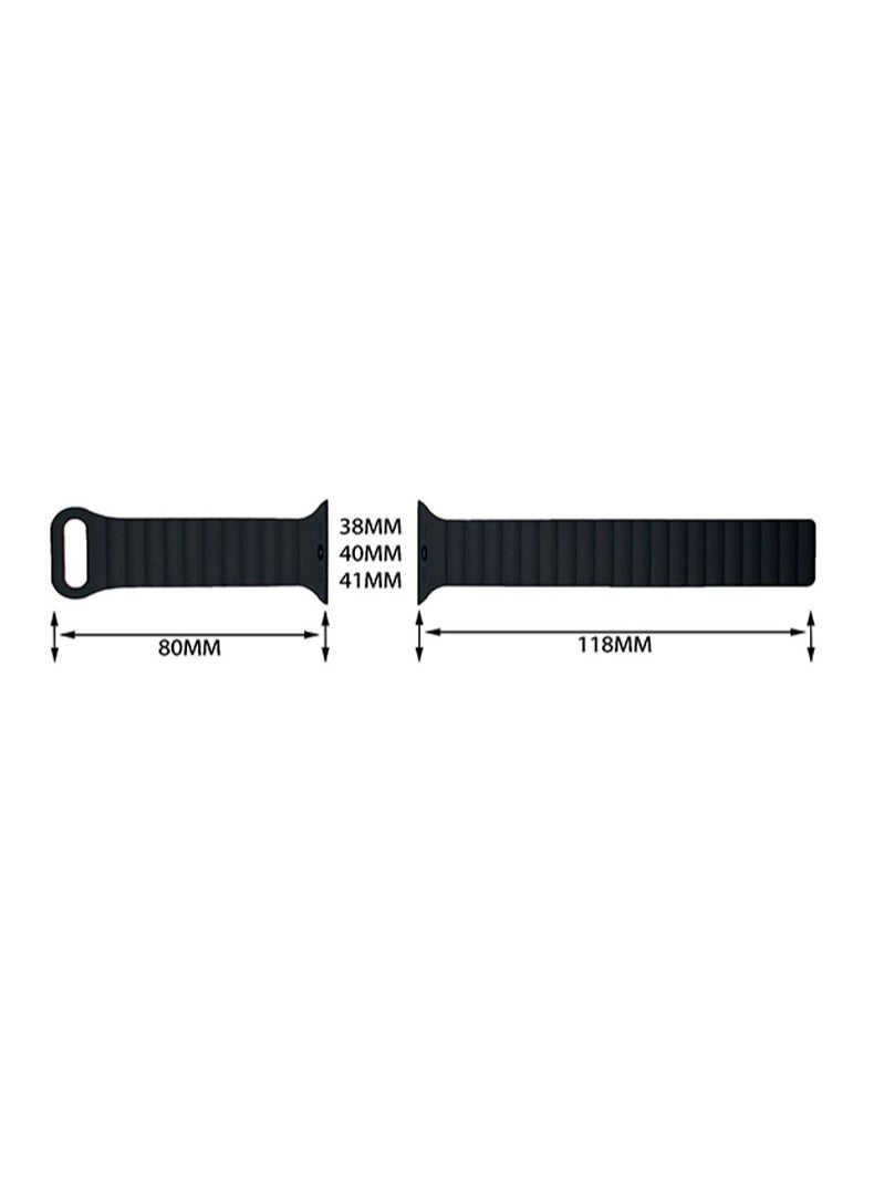 Generic - Double Side Reversible Magnetic Strap 41mm 40mm 38mm Soft Silicone Loop Strap For iWatch Series Ultra/8/7/SE/6/5/4/3/2/1 Black/Orange - Image 1