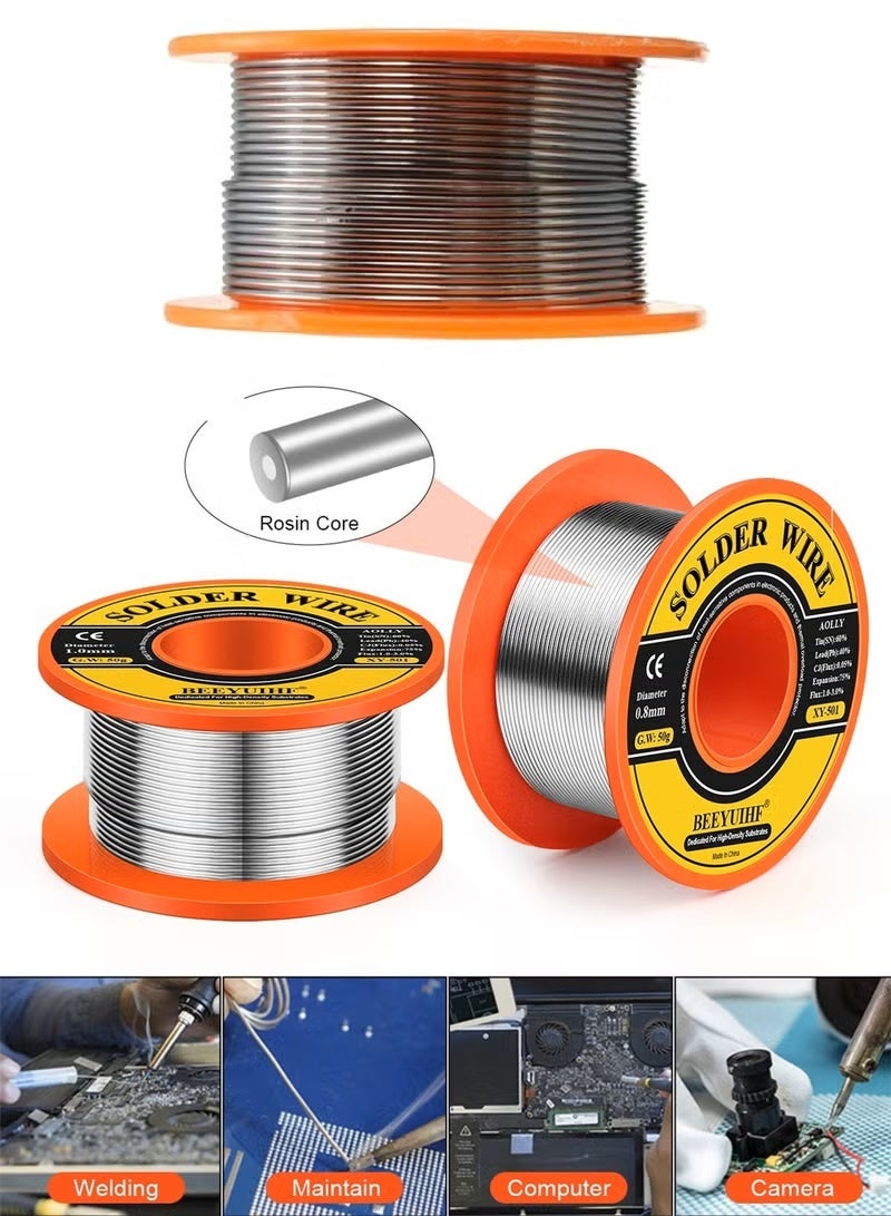 Premium Solder Wire with Rosin Core for Electronics – 0.8mm/1.0mm Lead-Free Electrical Soldering Tin Wire – High Purity Silver Solder for Circuit Boards & DIY Repairs - Image 4