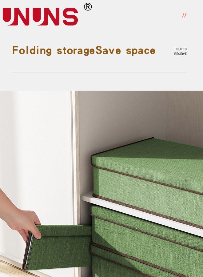 UNUNS Underwear Storage Box,17 Cells And 13 Cells Fabric Divider Drawer Organizer With Cover,2-Piece Foldable Closet Storage Boxes For Socks, Bras,Ties,Towels,Scarves,Green  - Image 3