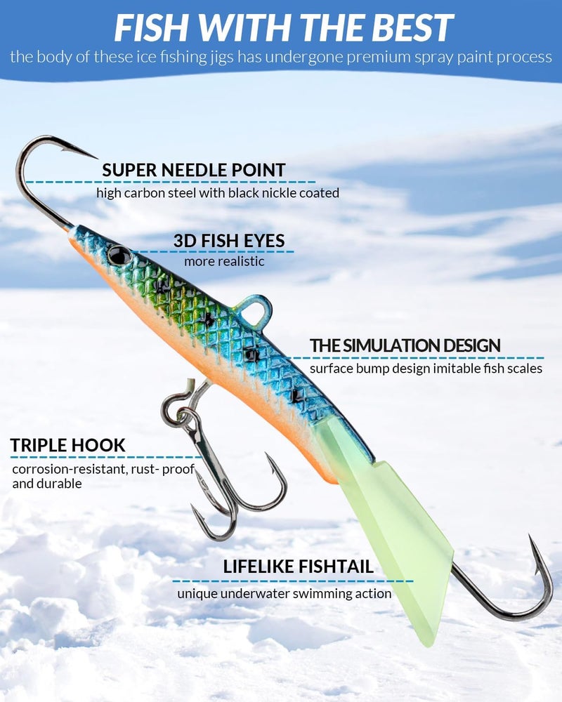 THKFISH Ice Fishing Lures Ice Fishing Jigs Ice Fishing Gear Hard Fishing Lures and Jigs Walleye Ice Fishing Kit Crappie Panfish Pike Jigs,14/26/40PCS - Image 3