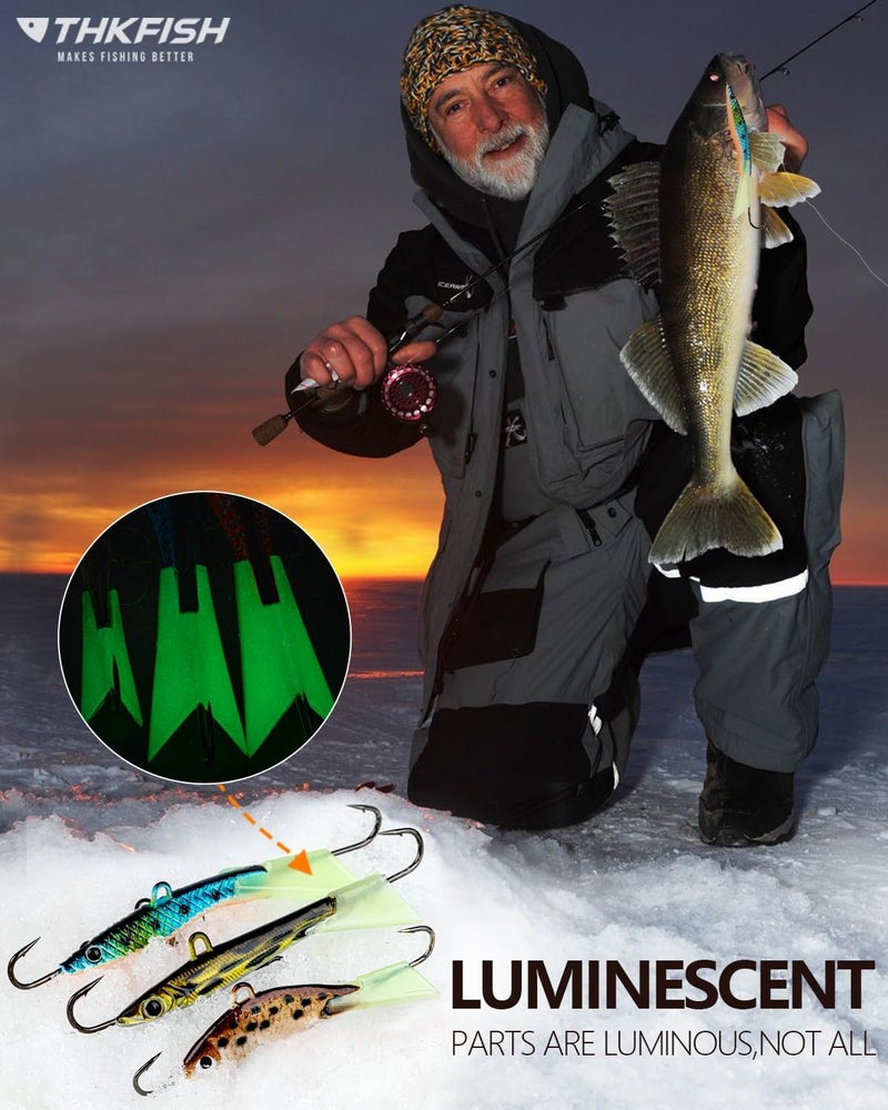 THKFISH Ice Fishing Lures Ice Fishing Jigs Ice Fishing Gear Hard Fishing Lures and Jigs Walleye Ice Fishing Kit Crappie Panfish Pike Jigs,14/26/40PCS - Image 5