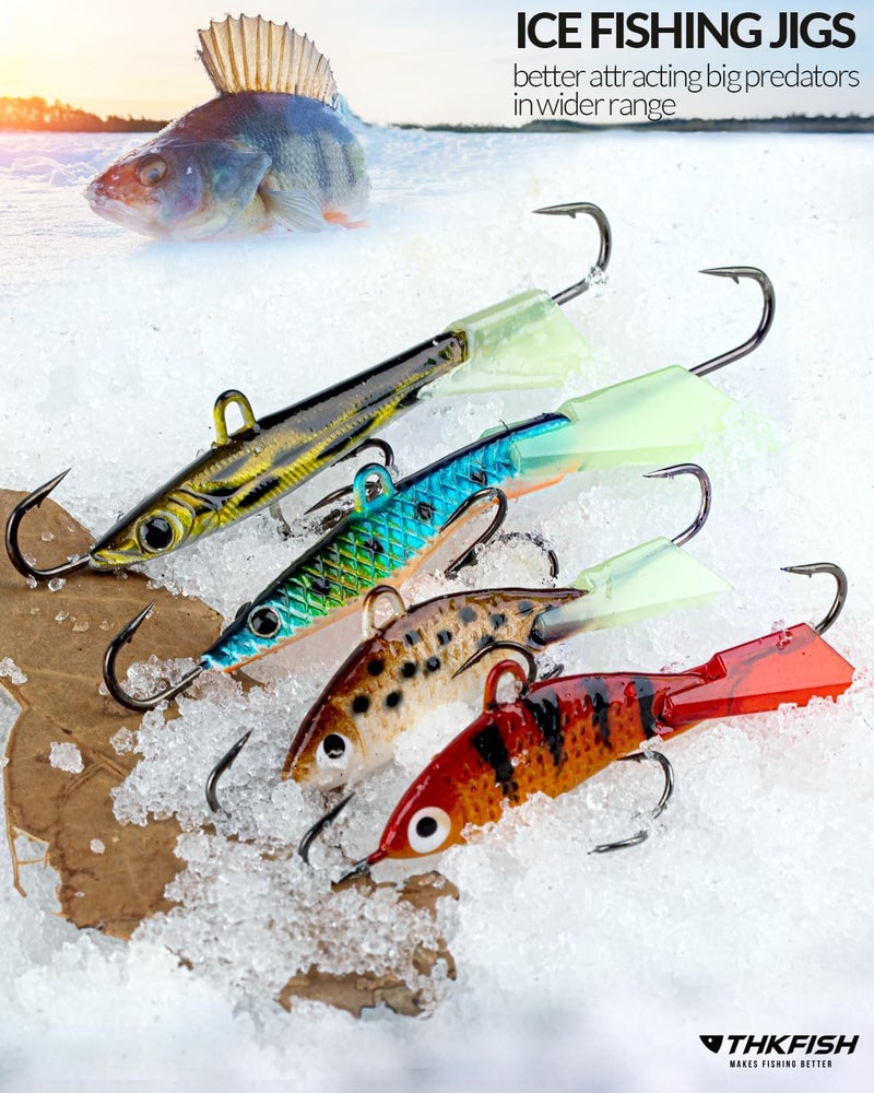 THKFISH Ice Fishing Lures Ice Fishing Jigs Ice Fishing Gear Hard Fishing Lures and Jigs Walleye Ice Fishing Kit Crappie Panfish Pike Jigs,14/26/40PCS - Image 4