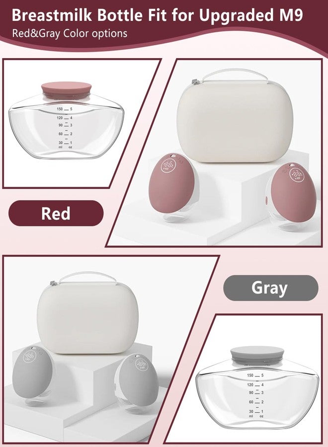 IVARONAL 2pcs Breastmilk Container Compatible with Upgraded Mobile Flow | Upgraded M9, M9 Breast Milk Storage Bottle with Silicone Lip, BPA Free, Leak-Proof, Not Original Parts, 2packs Red Collector - Image 2