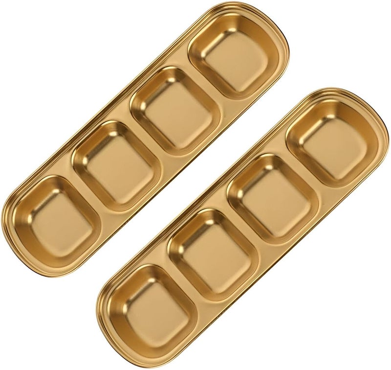 Serving - Improve your food storage with our Gold Rectangle Food Storage Dish, Designed to Preserve Taste and Freshness, Made of High Quality Stainless Steel for Durability.(2 Pack) - Image 1