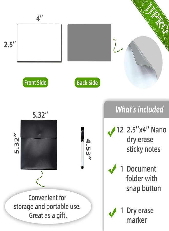 JJPRO Dry Erase Sticky Notes. Reusable Whiteboard Stickers 4"x2.5" 12 Pack. Suitable for All Smooth Surface. Great for Labels, Lists, Reminders and Decals. Washable, Removable - Image 4