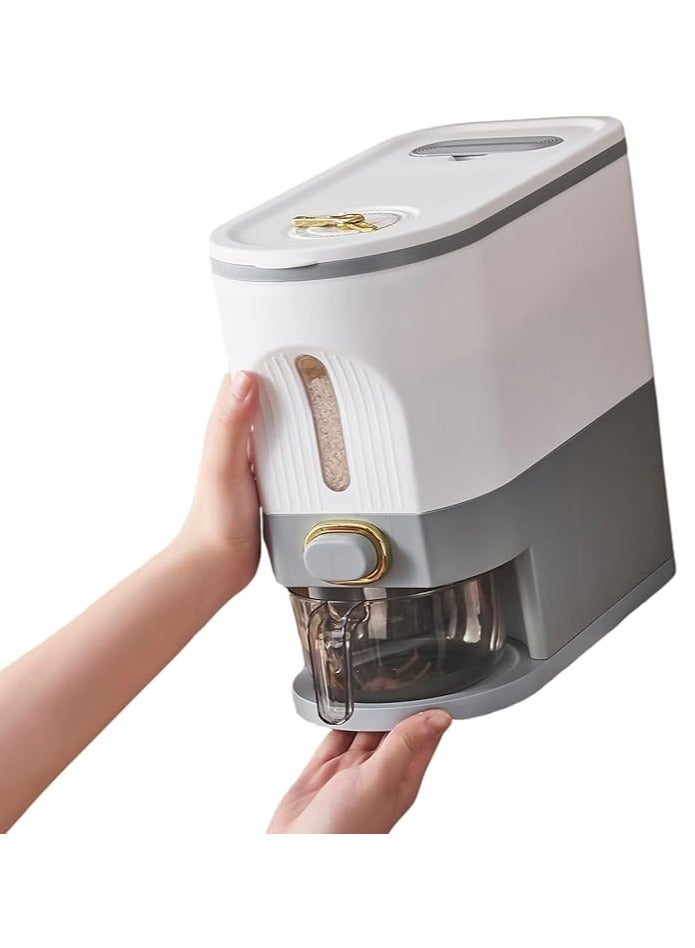 عربست موزع أرز 11 رطلاً، حاوية أرز مع غطاء أسطوانة قياس مقاومة للرطوبة للاستخدام المنزلي، موزع طعام للأرز والحبوب والبقوليات والذرة - Image 1