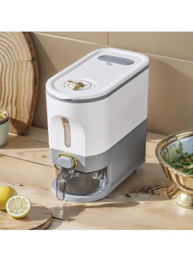 عربست موزع أرز 11 رطلاً، حاوية أرز مع غطاء أسطوانة قياس مقاومة للرطوبة للاستخدام المنزلي، موزع طعام للأرز والحبوب والبقوليات والذرة - Image 2