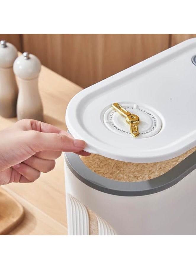 عربست موزع أرز 11 رطلاً، حاوية أرز مع غطاء أسطوانة قياس مقاومة للرطوبة للاستخدام المنزلي، موزع طعام للأرز والحبوب والبقوليات والذرة - Image 4