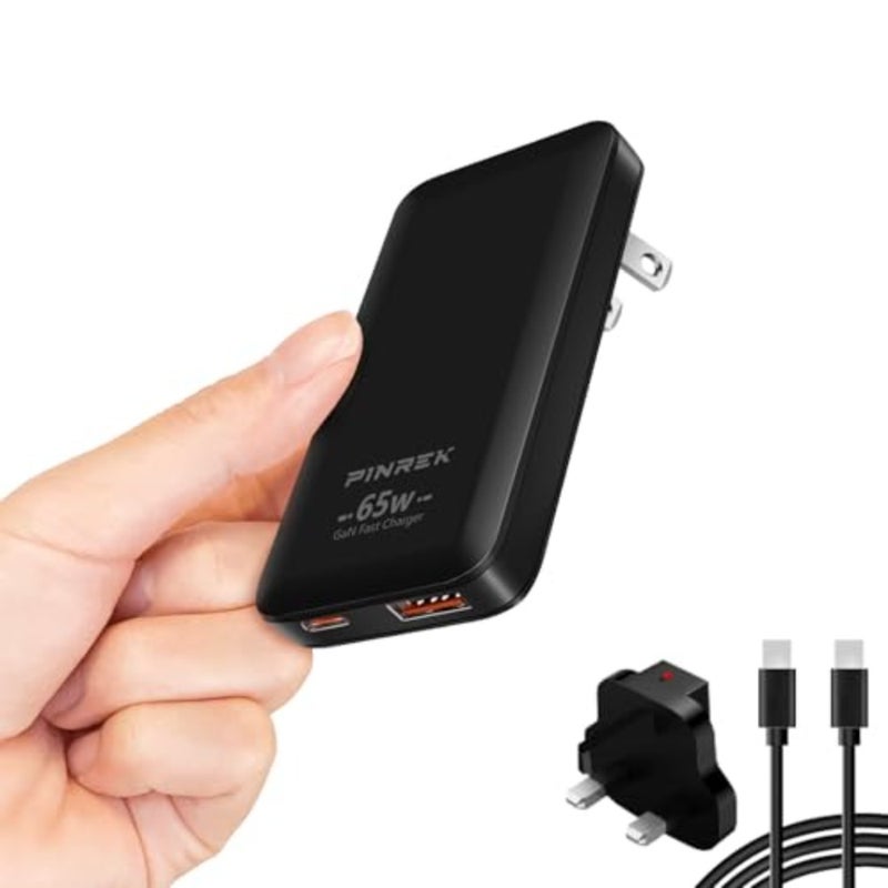شاحن بينريك USB متوافق مع الساعات الذكية، منفذين، قاعدة شحن سريع بقوة 65 واط مع كابل تايب سي بقوة 100 واط - Image 1