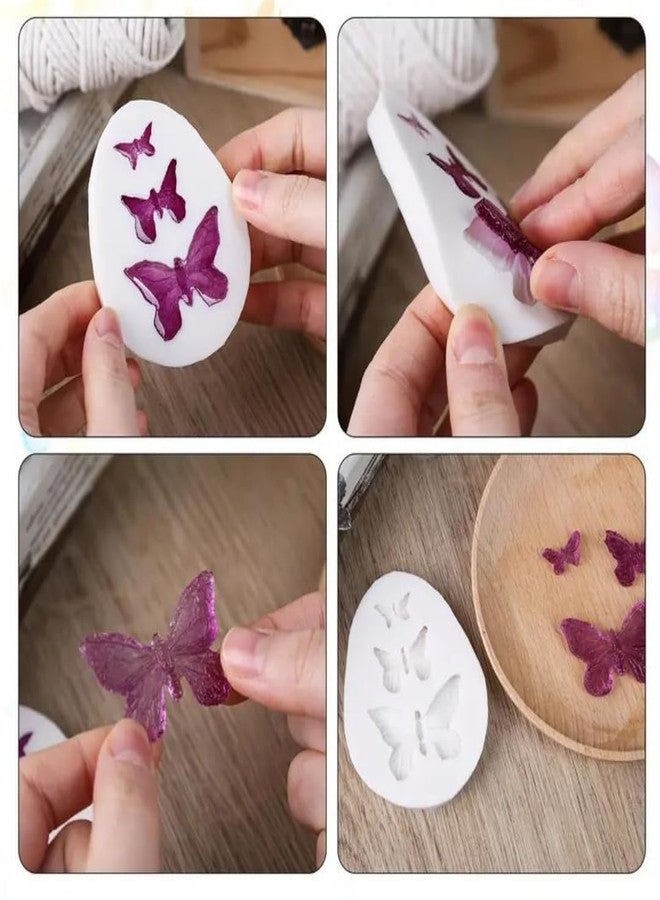 Skytail 4Pcs Fondant Cake Molds Rose Flower Butterfly Heart Shapes Baking DIY Chocolate Candy Sugarcraft Cake Decoration Cupcake Topper Gumpaste Polymer Clay Crafting Projects Soap Candle melt Molds - Image 4