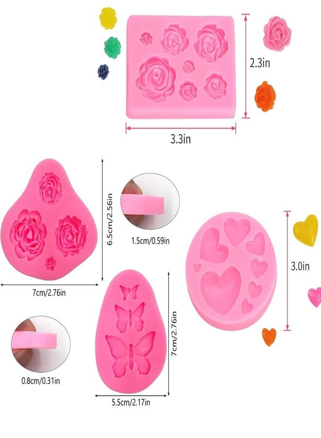 Skytail 4Pcs Fondant Cake Molds Rose Flower Butterfly Heart Shapes Baking DIY Chocolate Candy Sugarcraft Cake Decoration Cupcake Topper Gumpaste Polymer Clay Crafting Projects Soap Candle melt Molds - Image 2