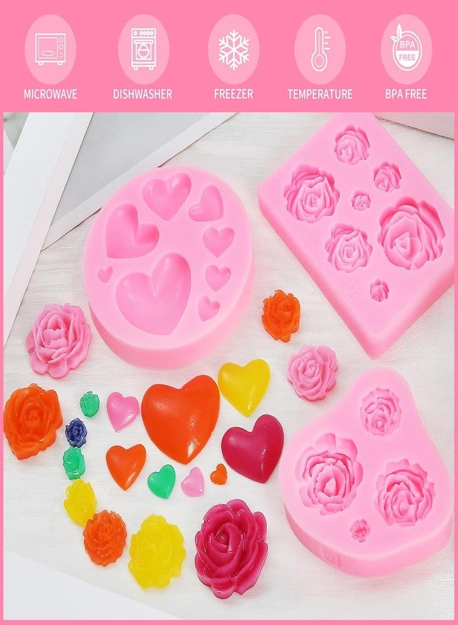 Skytail 4Pcs Fondant Cake Molds Rose Flower Butterfly Heart Shapes Baking DIY Chocolate Candy Sugarcraft Cake Decoration Cupcake Topper Gumpaste Polymer Clay Crafting Projects Soap Candle melt Molds - Image 3