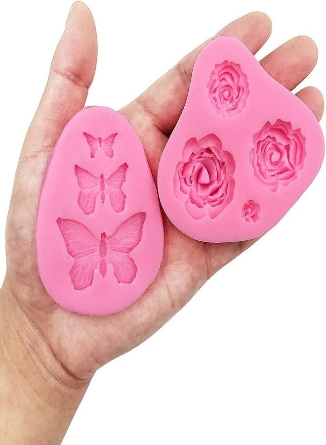 Skytail 4Pcs Fondant Cake Molds Rose Flower Butterfly Heart Shapes Baking DIY Chocolate Candy Sugarcraft Cake Decoration Cupcake Topper Gumpaste Polymer Clay Crafting Projects Soap Candle melt Molds - Image 5