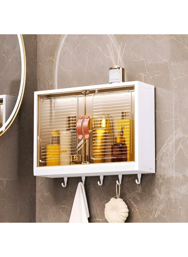 Plastic Self-Adhesive No-Drill Bathroom Shelf & Storage Cabinet - Wall Organiser for Bathroom Essentials, Makeup, Skincare (8111) - Image 1