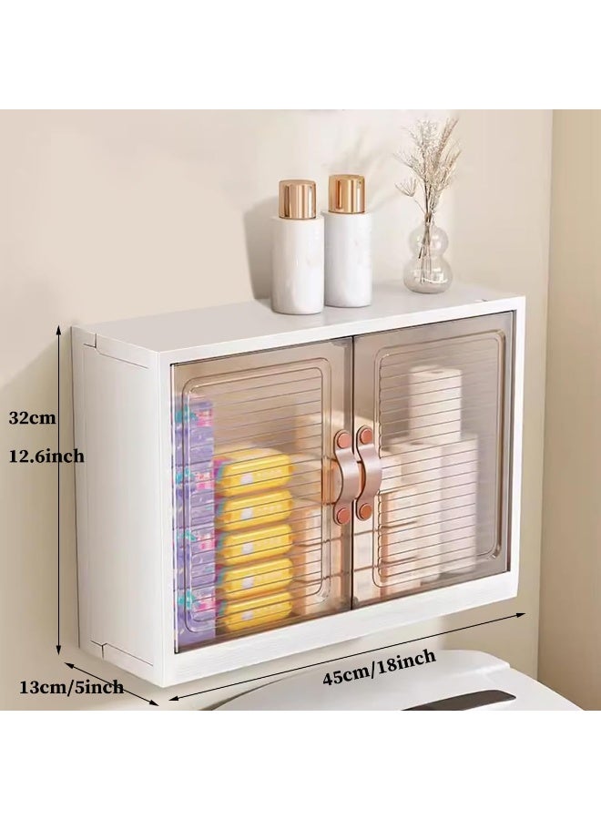 Plastic Self-Adhesive No-Drill Bathroom Shelf & Storage Cabinet - Wall Organiser for Bathroom Essentials, Makeup, Skincare (8111) - Image 2