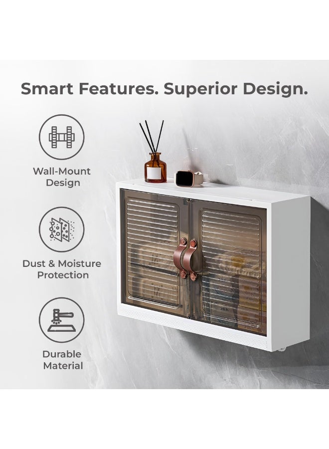 Plastic Self-Adhesive No-Drill Bathroom Shelf & Storage Cabinet - Wall Organiser for Bathroom Essentials, Makeup, Skincare (8111) - Image 3