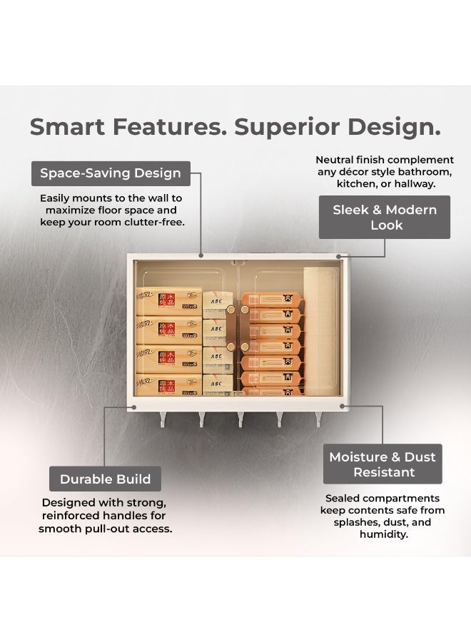 Plastic Self-Adhesive No-Drill Bathroom Shelf & Storage Cabinet - Wall Organiser for Bathroom Essentials, Makeup, Skincare (8111) - Image 4