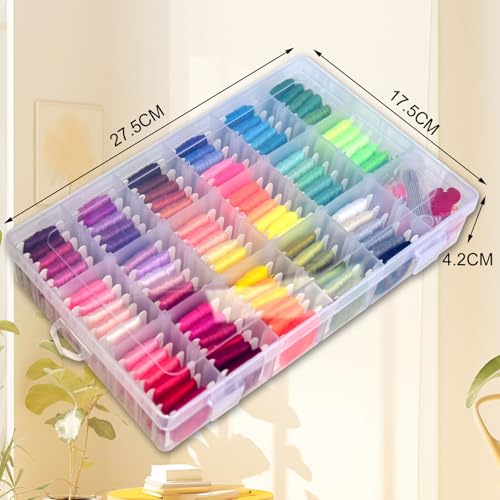 QCZKB Friendship Bracelet String 102 Skeins Fashionable Rainbow Color Embroidery Floss Cross Stitch Embroidery Thread Bracelet Yarn, Craft Floss with Beads，Tool kit - Image 5