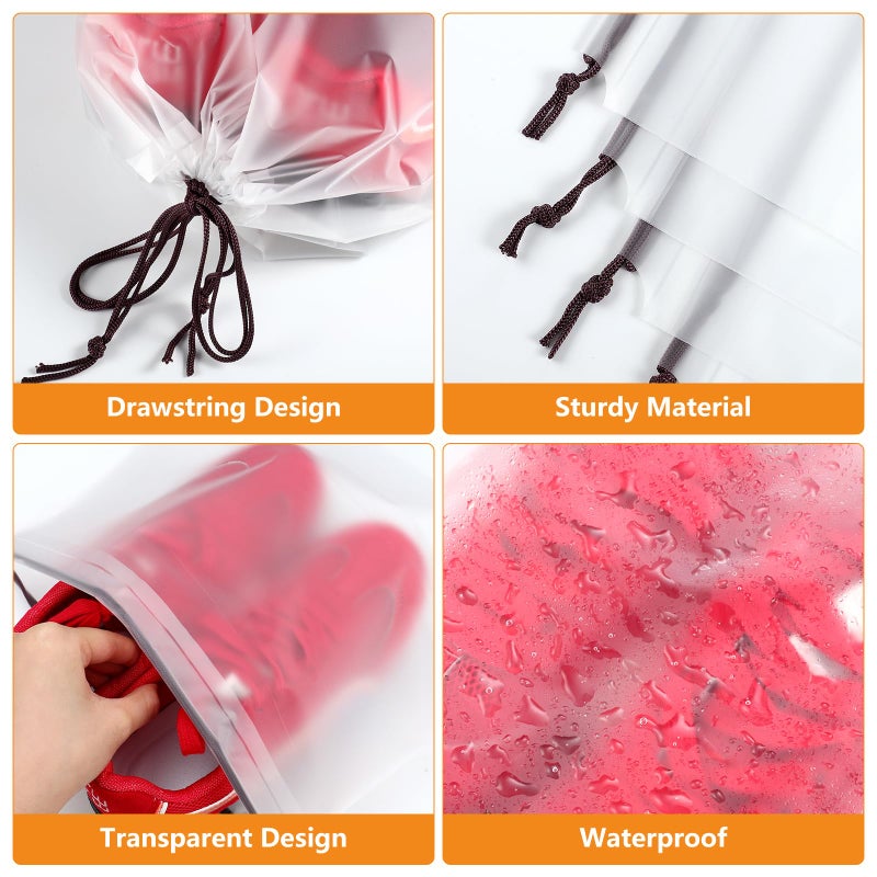 Dntorx 50 Pack Shoe Bags for Travel, 15.7" x 11.8" Large Clear Travel Shoe Bag Vacation Essentials Cruise Essentials Portable Drawstring Packing for Men & Women - Image 3