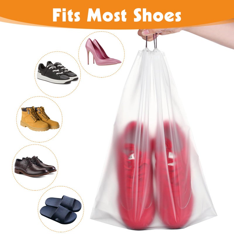 Dntorx 50 Pack Shoe Bags for Travel, 15.7" x 11.8" Large Clear Travel Shoe Bag Vacation Essentials Cruise Essentials Portable Drawstring Packing for Men & Women - Image 4