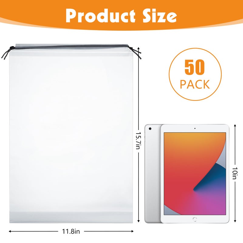 Dntorx 50 Pack Shoe Bags for Travel, 15.7" x 11.8" Large Clear Travel Shoe Bag Vacation Essentials Cruise Essentials Portable Drawstring Packing for Men & Women - Image 2