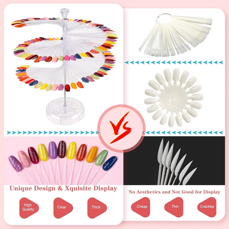 Subay Nail Swatch Sticks, 120Pcs Clear Color Swatches Display for Gel Polish, Spiral Sample Practice Sticks, Transparent Acrylic False Tips, Art Tools Accessories for Manicure - Image 3