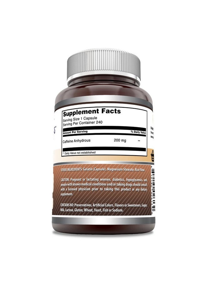 Amazing Nutrition - Amazing Formulas Caffeine Supplement | 200 Mg | 240 Capsules | Non-GMO | Glute-Free | Made in USA - Image 1
