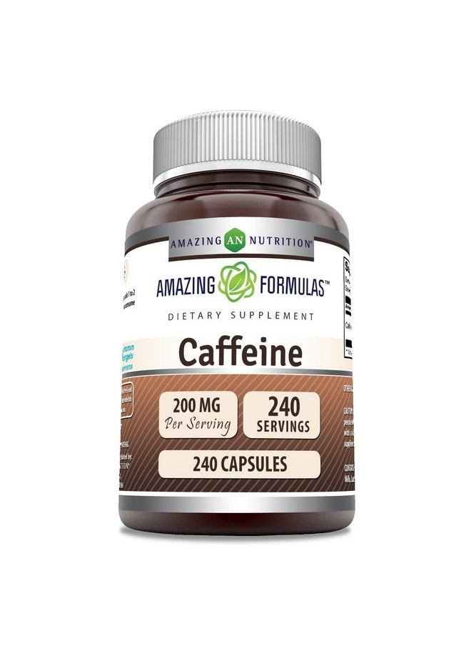Amazing Nutrition - Amazing Formulas Caffeine Supplement | 200 Mg | 240 Capsules | Non-GMO | Glute-Free | Made in USA - Image 1