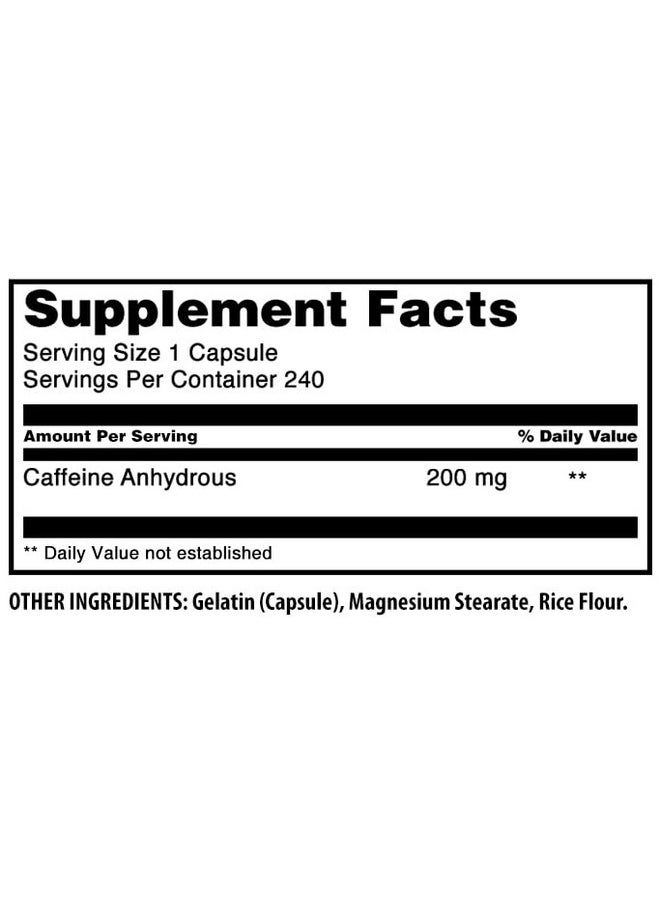 Amazing Nutrition - Amazing Formulas Caffeine Supplement | 200 Mg | 240 Capsules | Non-GMO | Glute-Free | Made in USA - Image 1