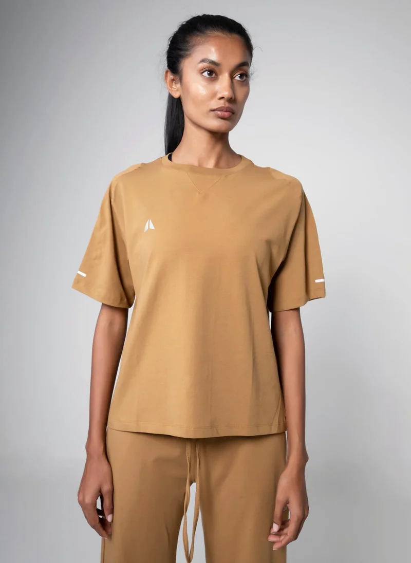 Aora Women’s Zenja Loose Fit Shirt – Lightweight Flowy Cotton Top for Yoga, Layering & Everyday Comfort (Caramel)