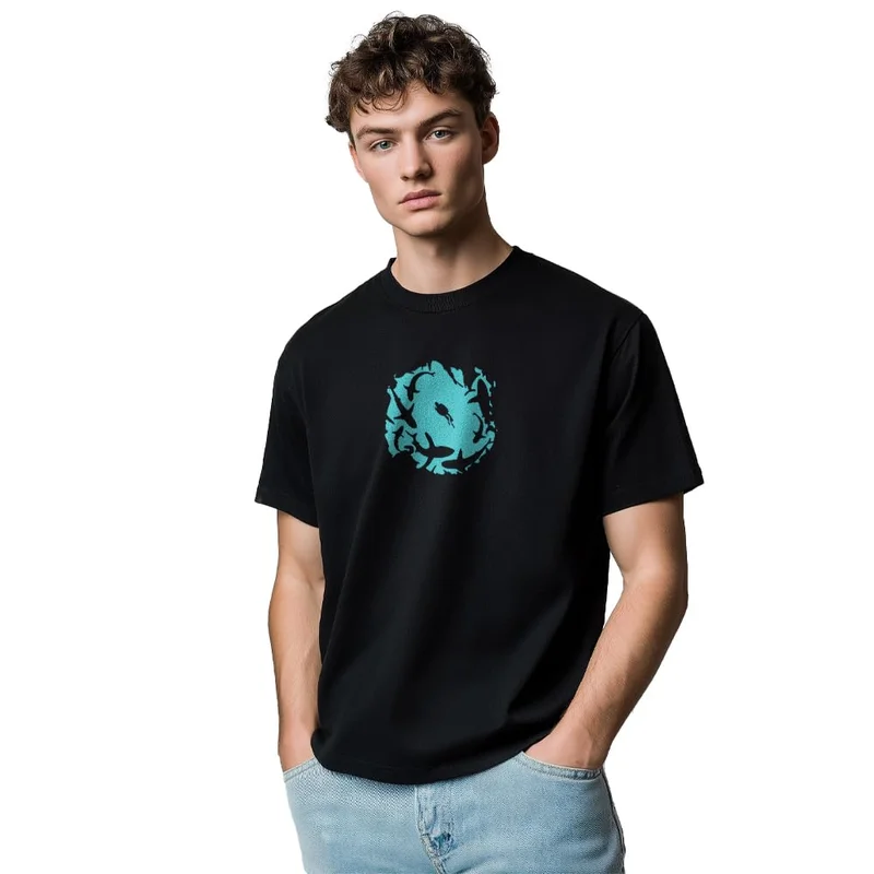 NOBERO Men's Black Graphic Printed T-Shirt