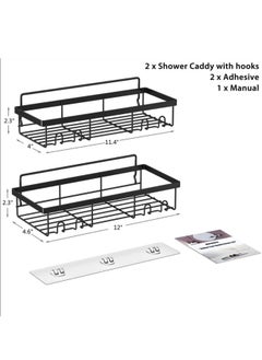Arabest Shower Caddy Shelf Organizer Rack, Self Adhesive Black Bathroom Shelves Basket, Home Farmhouse Wall Inside Organization and Storage Decor Rv Accessories, First Apartment Essentials  - Image 2