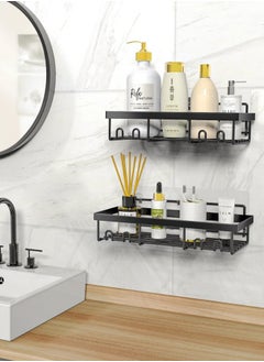 Arabest Shower Caddy Shelf Organizer Rack, Self Adhesive Black Bathroom Shelves Basket, Home Farmhouse Wall Inside Organization and Storage Decor Rv Accessories, First Apartment Essentials  - Image 5