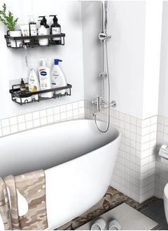 Arabest Shower Caddy Shelf Organizer Rack, Self Adhesive Black Bathroom Shelves Basket, Home Farmhouse Wall Inside Organization and Storage Decor Rv Accessories, First Apartment Essentials  - Image 4